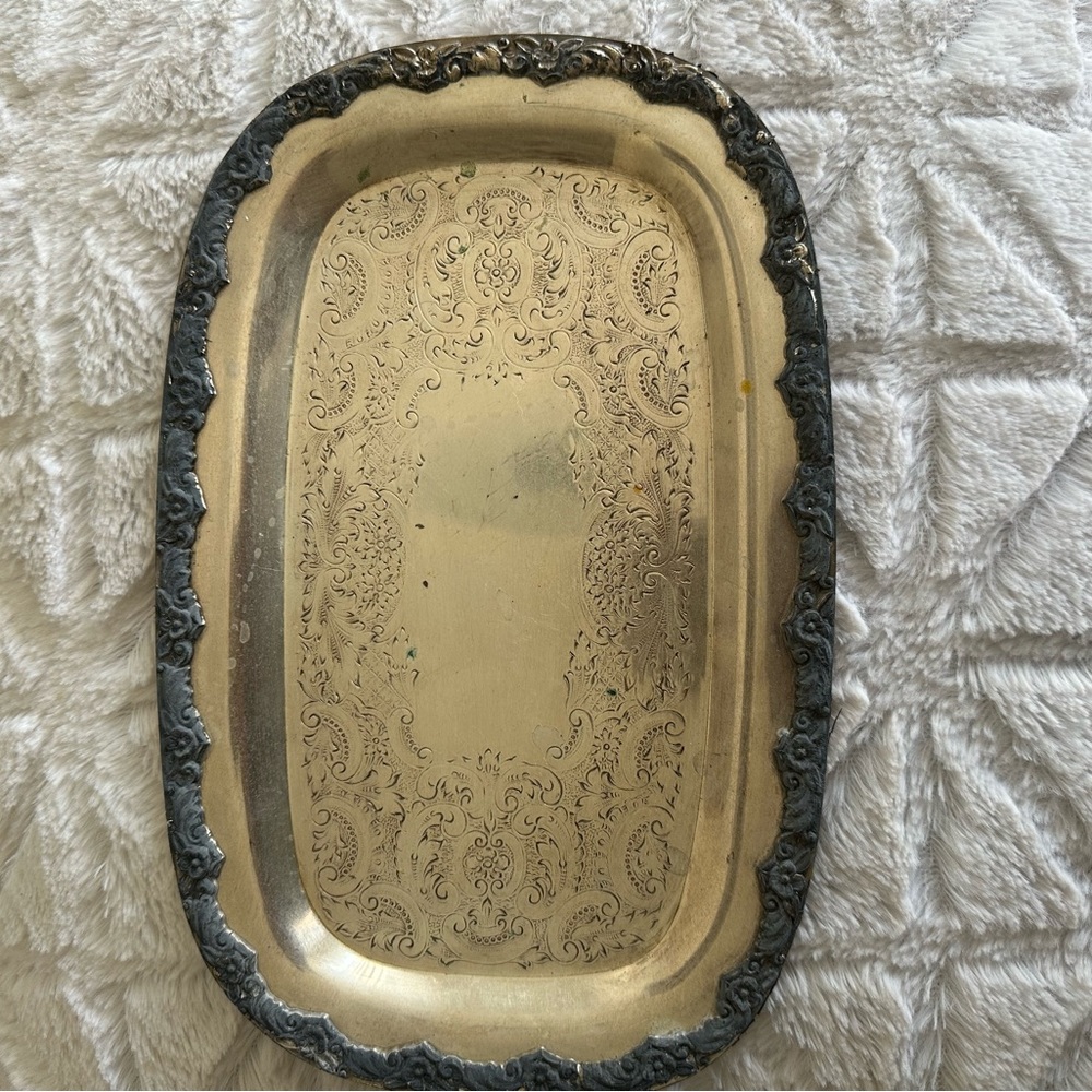 Antique Vintage FB Rogers Co 1883 Silver Copper Tray Antique